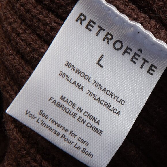 Retrofete Goldle Dress Sweater Mini Knit Long Sleeve Brown Cream Size Large New - Picture 7 of 9
